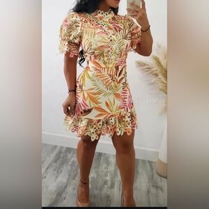 Floral Lace Trim Dress